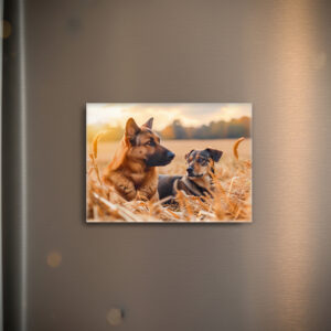raxxa Glas-Magnet: German Shepherd and Canine Pal Sit in Wheat Field