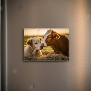 raxxa Glas-Magnet: Farm Friends Labrador and Cow Enjoying Summer Days