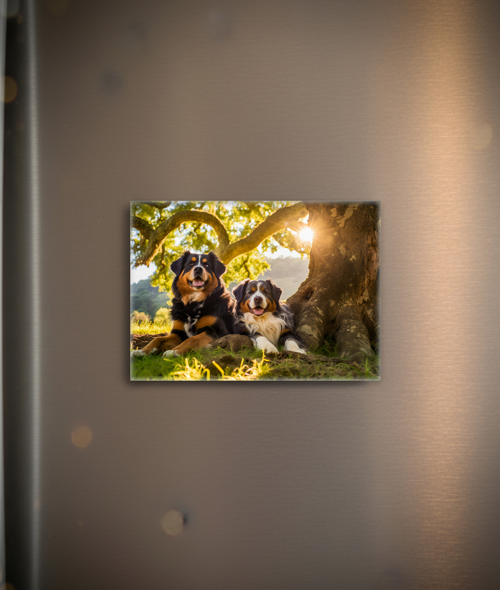 raxxa Glas-Magnet: Two Bernese Mountain Dogs Resting Together