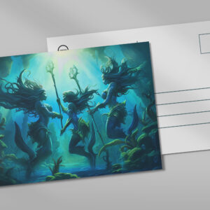 raxxa Postkarte: Three Sea Nymphs Holding Staffs Fantasy Painting