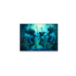 raxxa Glas-Magnet: Three Sea Nymphs Holding Staffs Fantasy Painting