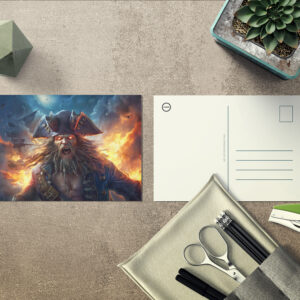 raxxa Postkarte: Fantasy Painting Flaming Pirate in Battle Scene