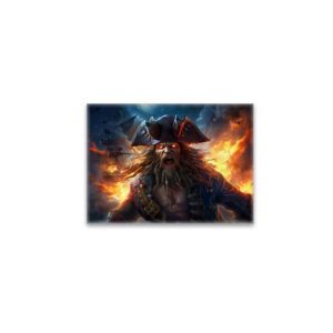 raxxa Glas-Magnet: Fantasy Painting Flaming Pirate in Battle Scene
