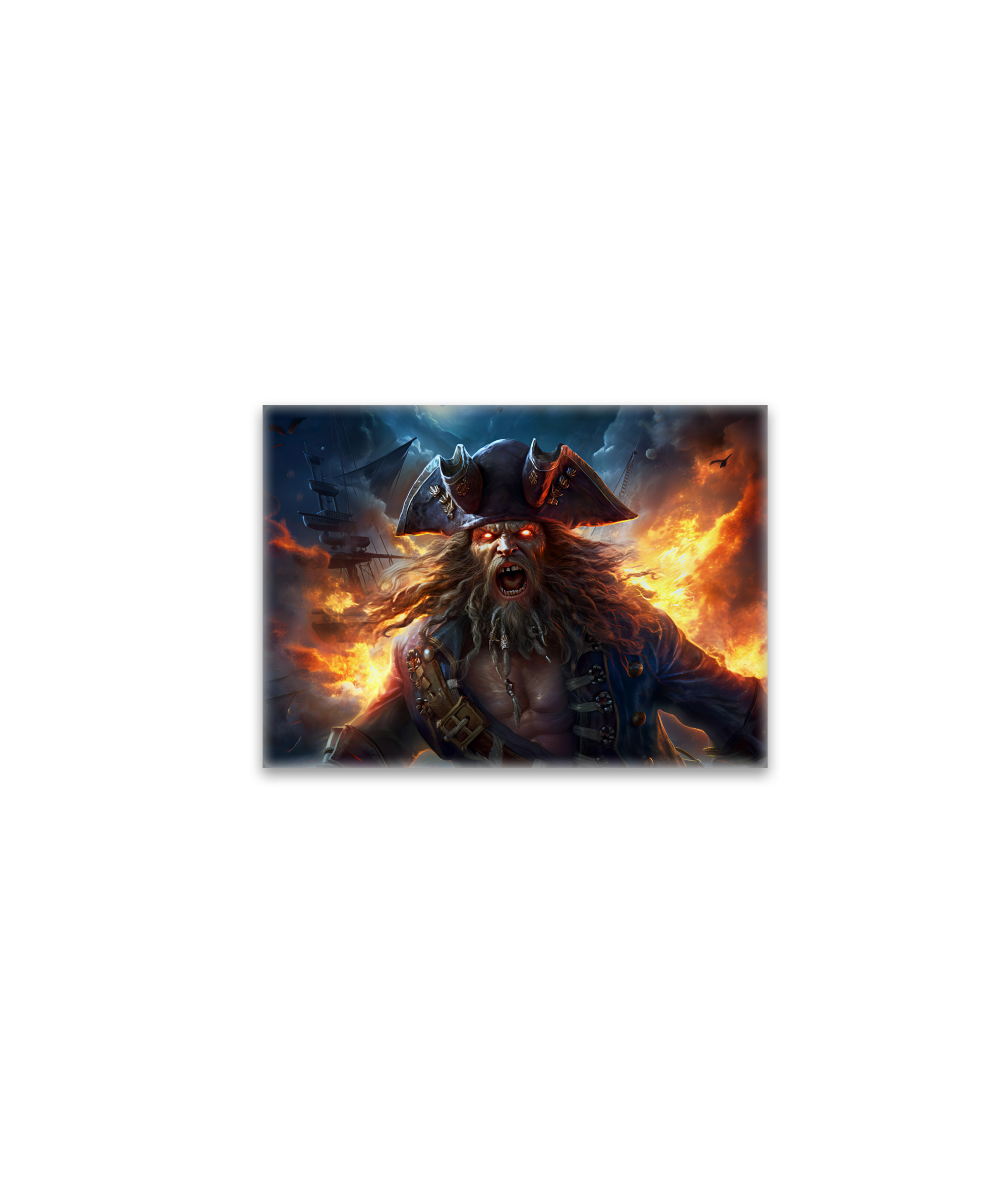 raxxa Glas-Magnet: Fantasy Painting Flaming Pirate in Battle Scene