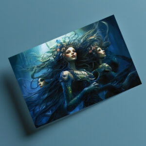 raxxa Postkarte: Three Sea Nymphs in Mirror Fantasy Painting