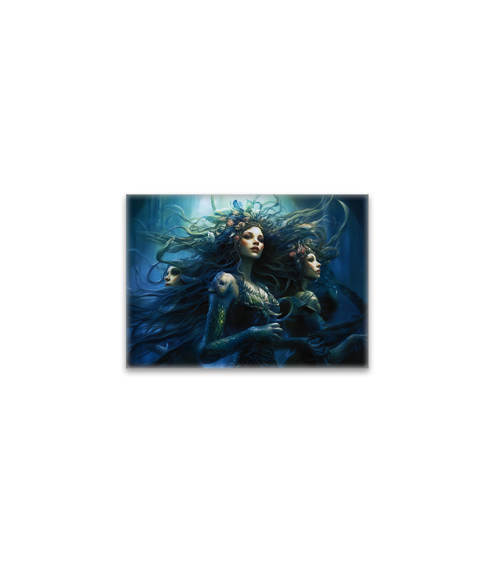 raxxa Glas-Magnet: Three Sea Nymphs in Mirror Fantasy Painting