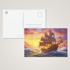 raxxa Postkarte: Ship in Golden Sunset Storm Fantasy Painting