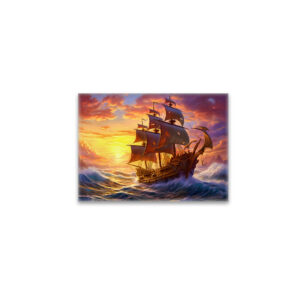 raxxa Glas-Magnet: Ship in Golden Sunset Storm Fantasy Painting