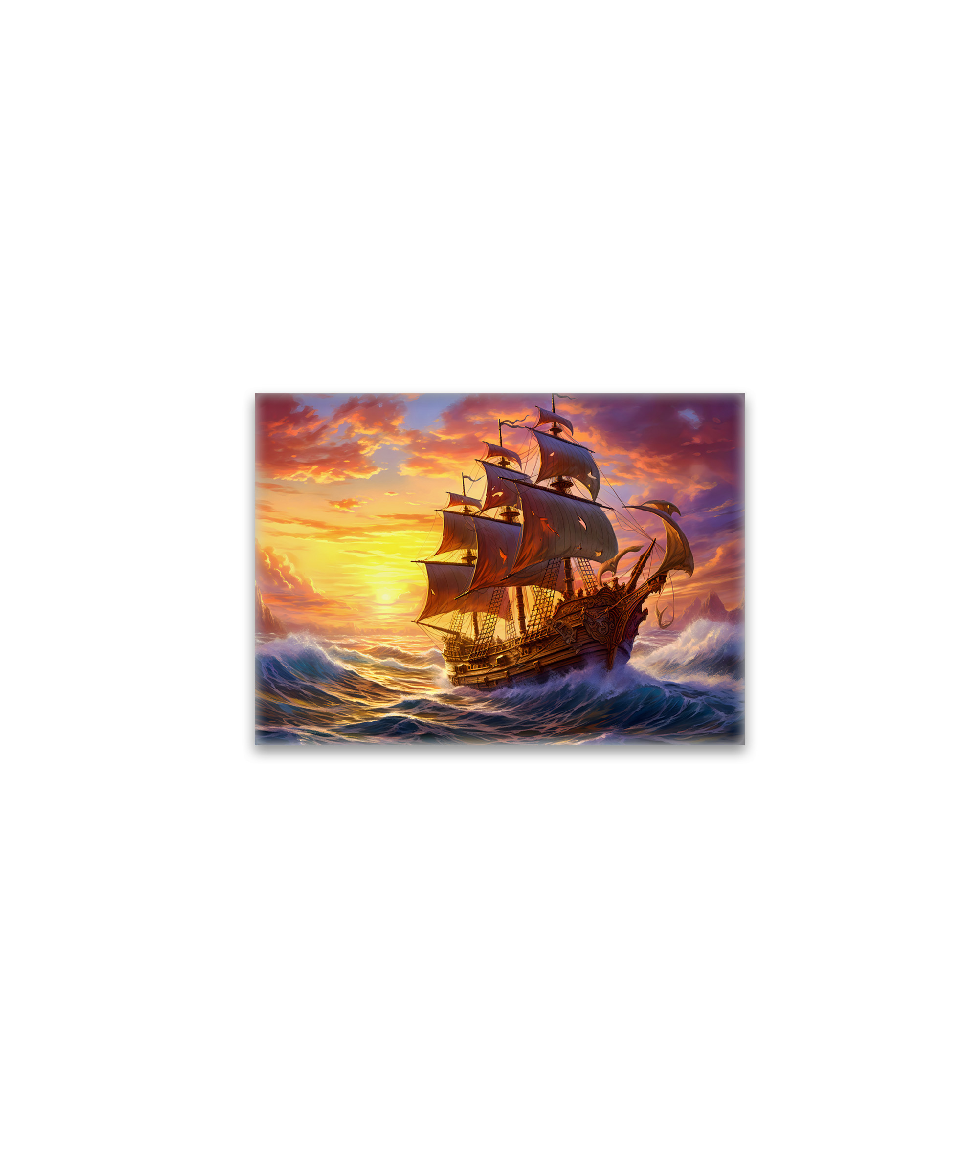 raxxa Glas-Magnet: Ship in Golden Sunset Storm Fantasy Painting