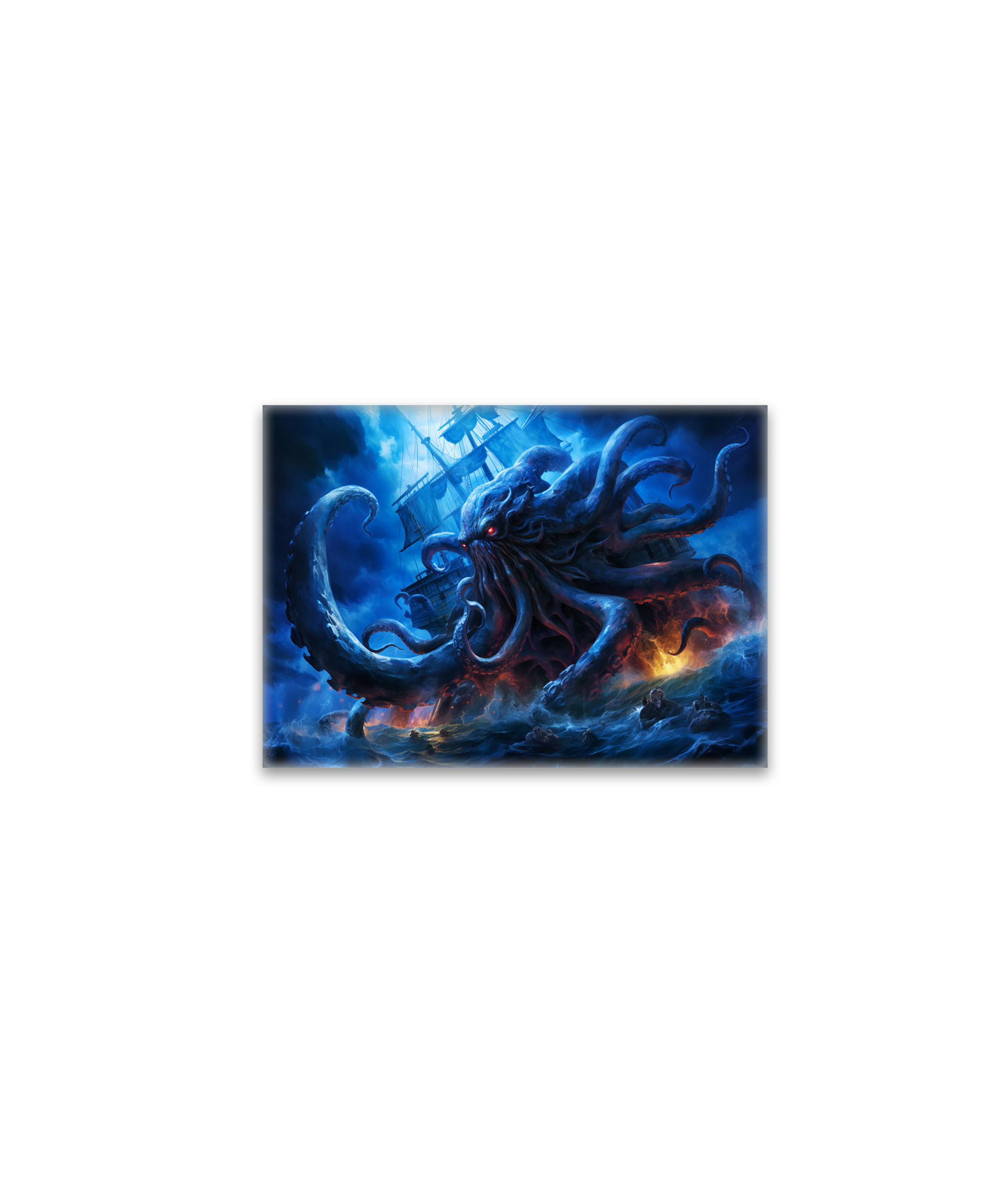 raxxa Glas-Magnet: Fantasy Painting Kraken Attacking Ship at Sea