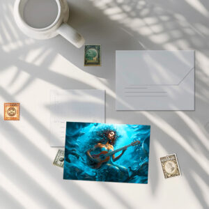 raxxa Postkarte: Mermaid Playing Guitar Underwater Fantasy Painting