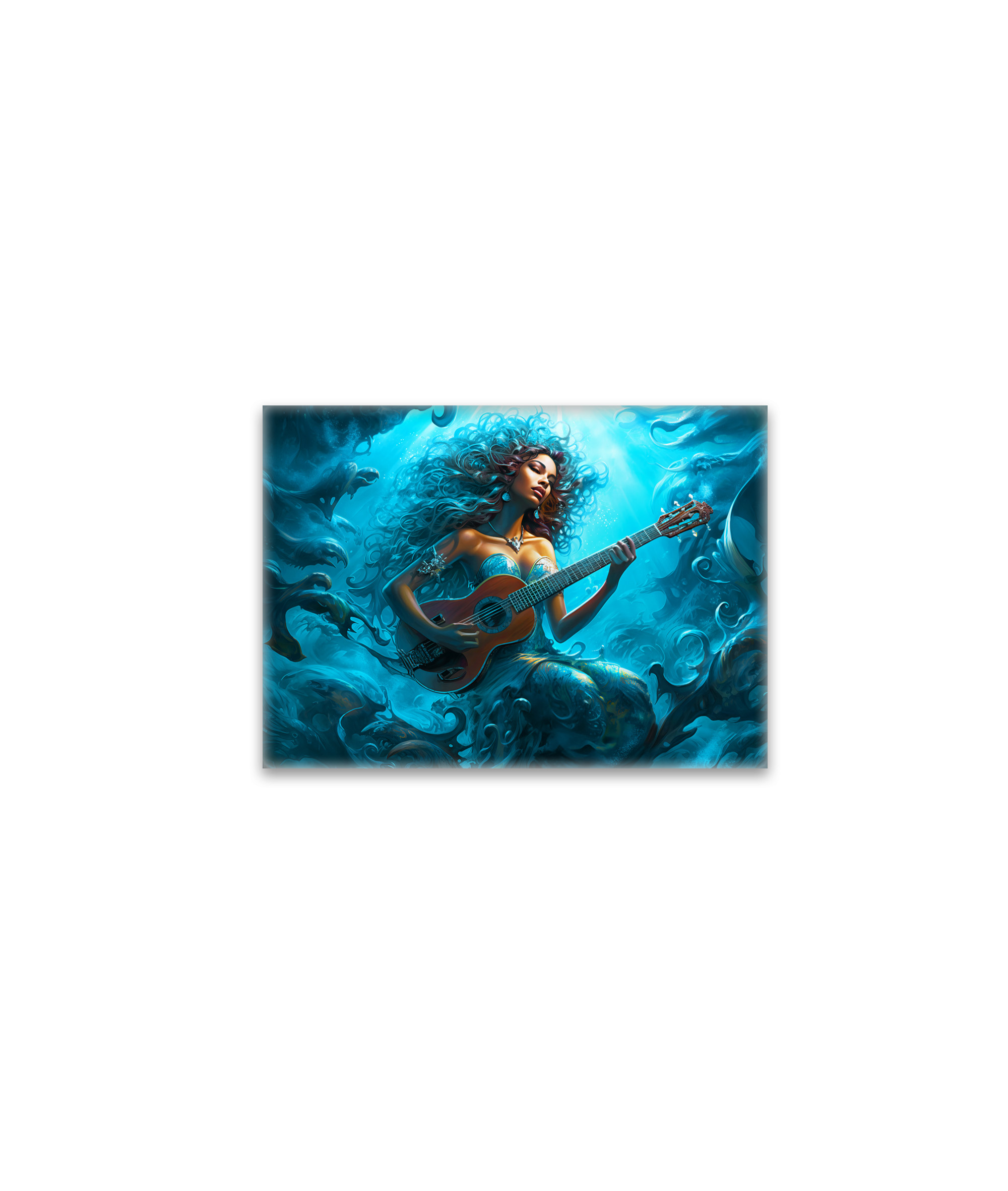 raxxa Glas-Magnet: Mermaid Playing Guitar Underwater Fantasy Painting