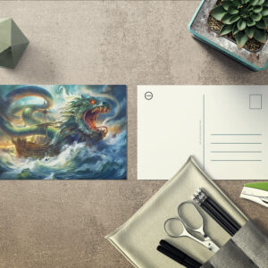 raxxa Postkarte: Sea Serpent Attacking Ship in Storm Fantasy Painting