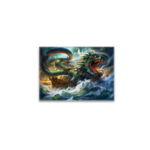 raxxa Glas-Magnet: Sea Serpent Attacking Ship in Storm Fantasy Painting