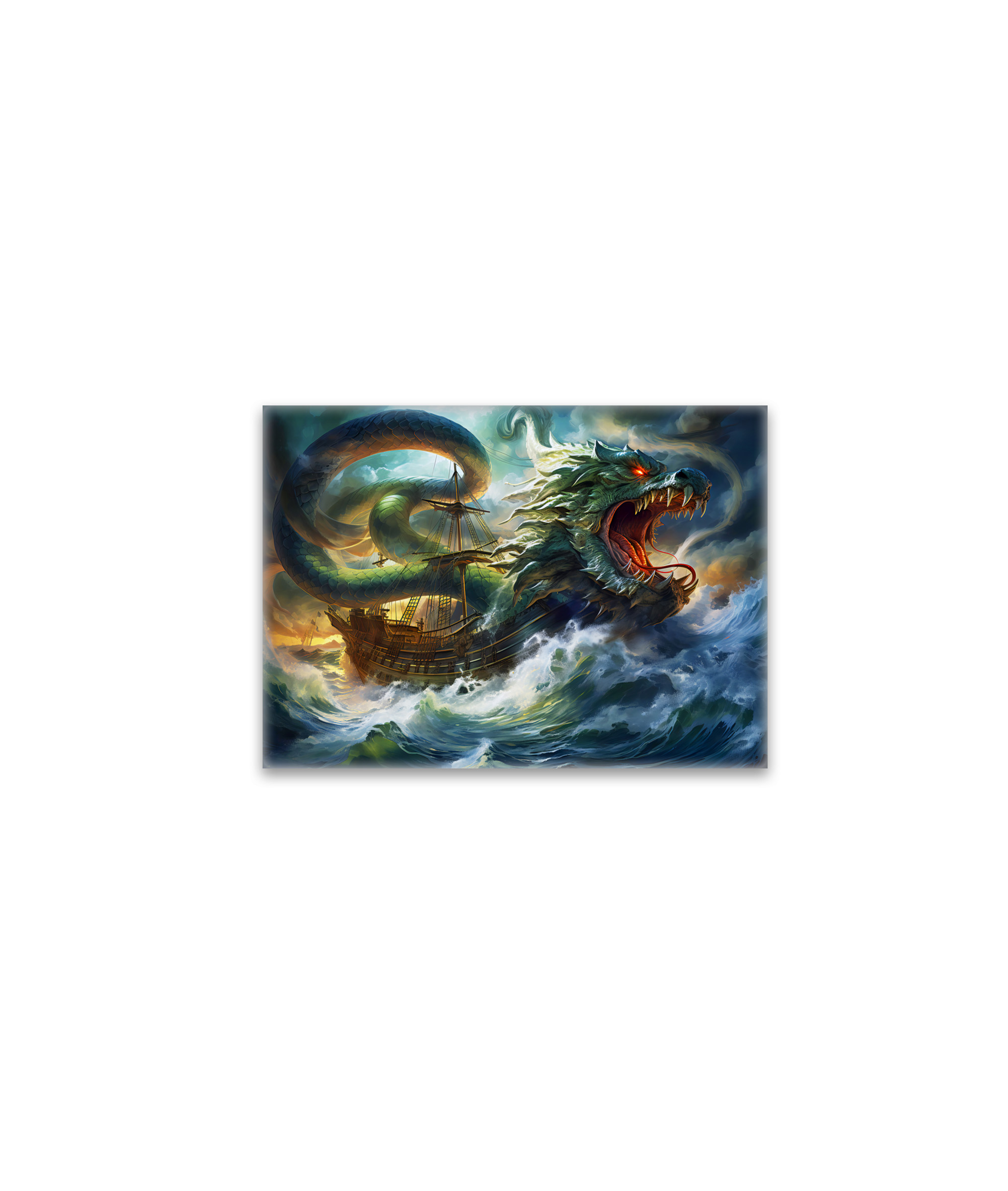 raxxa Glas-Magnet: Sea Serpent Attacking Ship in Storm Fantasy Painting