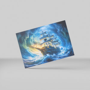 raxxa Postkarte: Ship in Glowing Blue Ocean Fantasy Painting