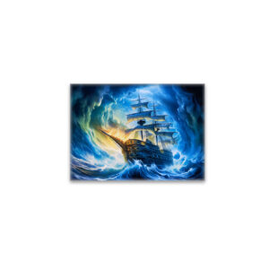 raxxa Glas-Magnet: Ship in Glowing Blue Ocean Fantasy Painting