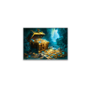 raxxa Glas-Magnet: Treasure Chest in Cave Light Fantasy Painting