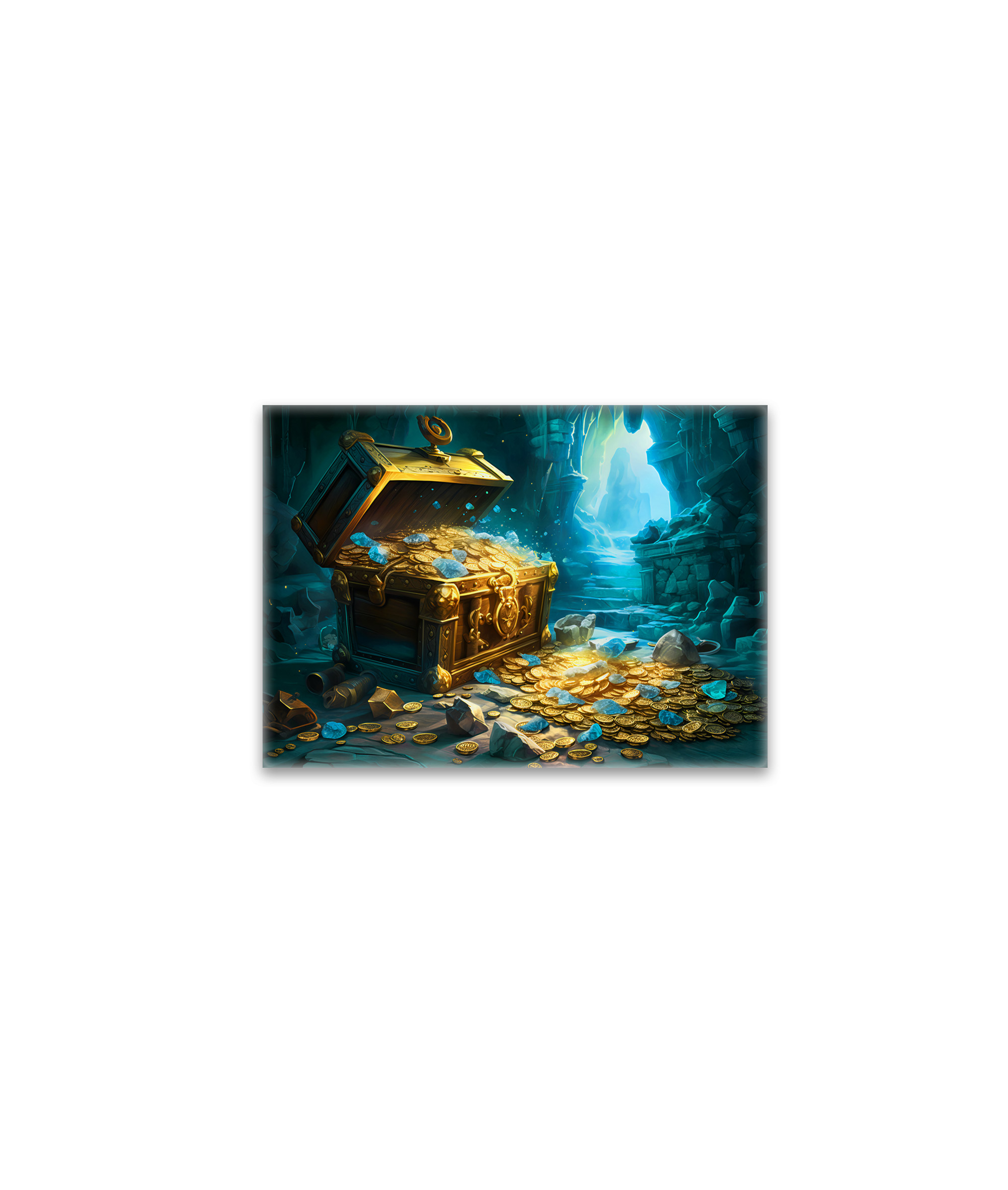 raxxa Glas-Magnet: Treasure Chest in Cave Light Fantasy Painting