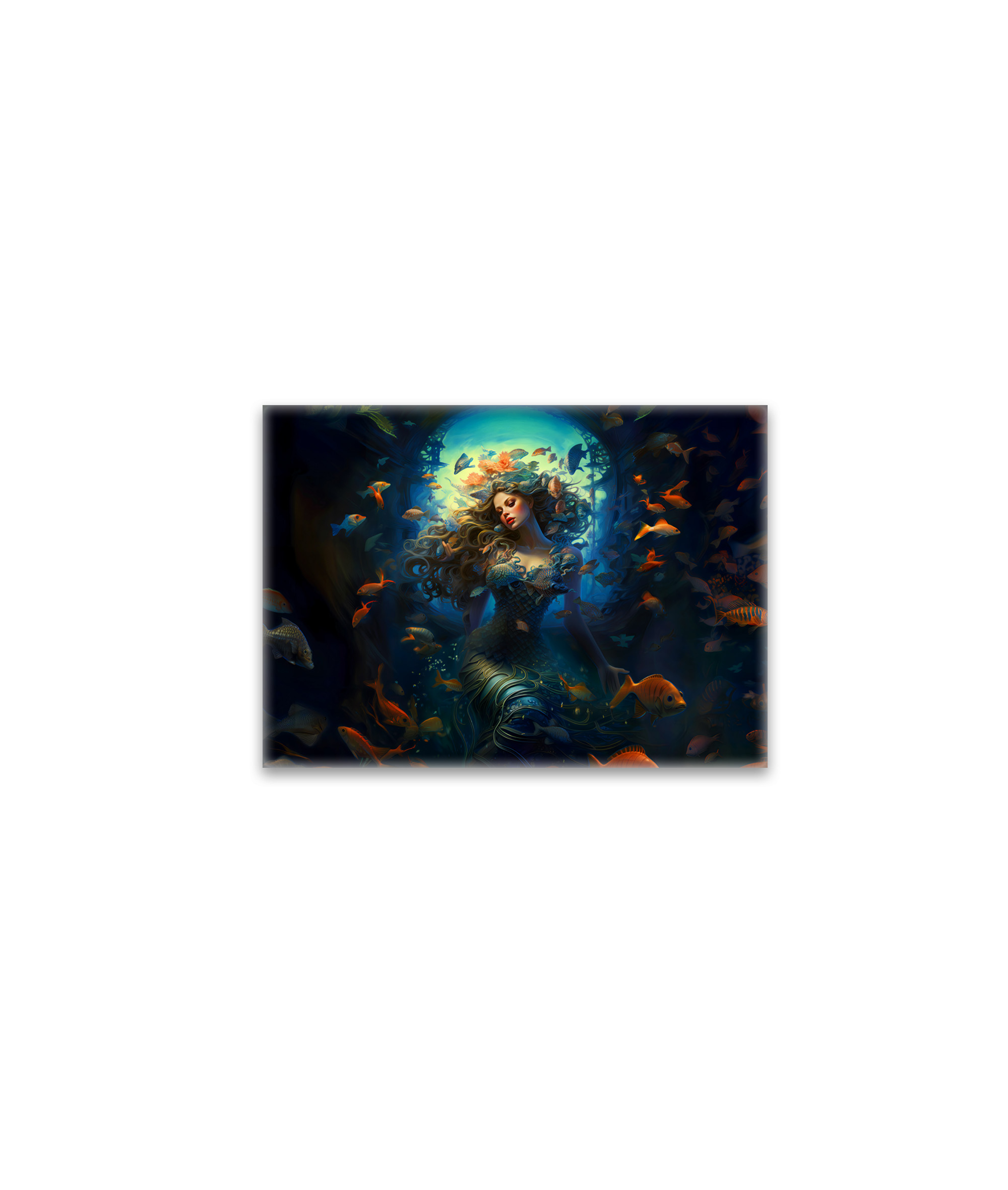 raxxa Glas-Magnet: Sea Nymph Surrounded by Fish Fantasy Painting