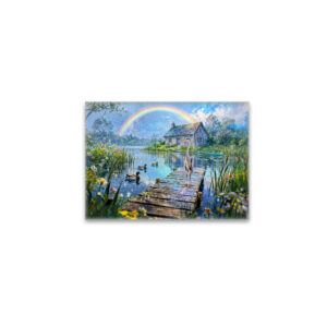 raxxa Glas-Magnet: Rainbow Cottage with Ducks, Heron and Forest Stream
