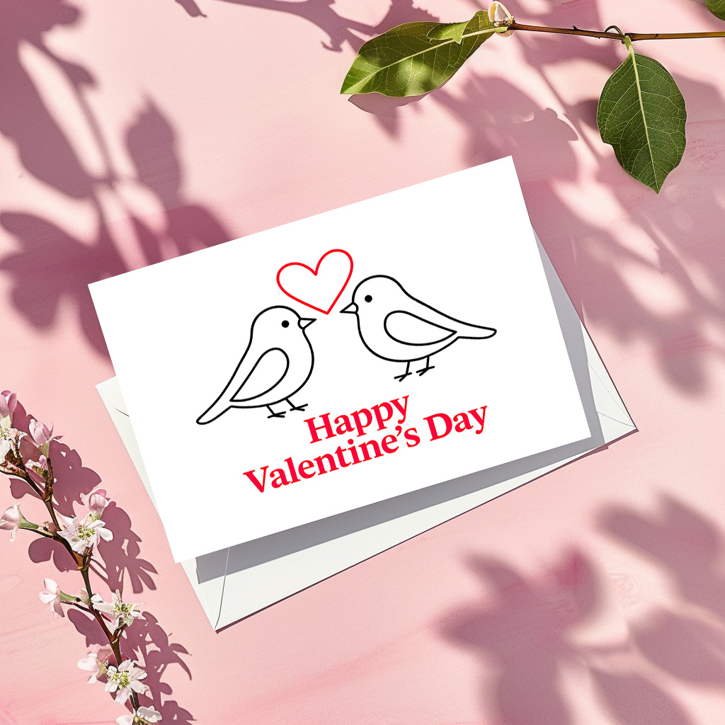 raxxa Postkarte: Two Birds with Heart – Valentine’s Day Card Design