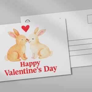 raxxa Postkarte: Two Rabbits with Heart – Valentine’s Day Illustration