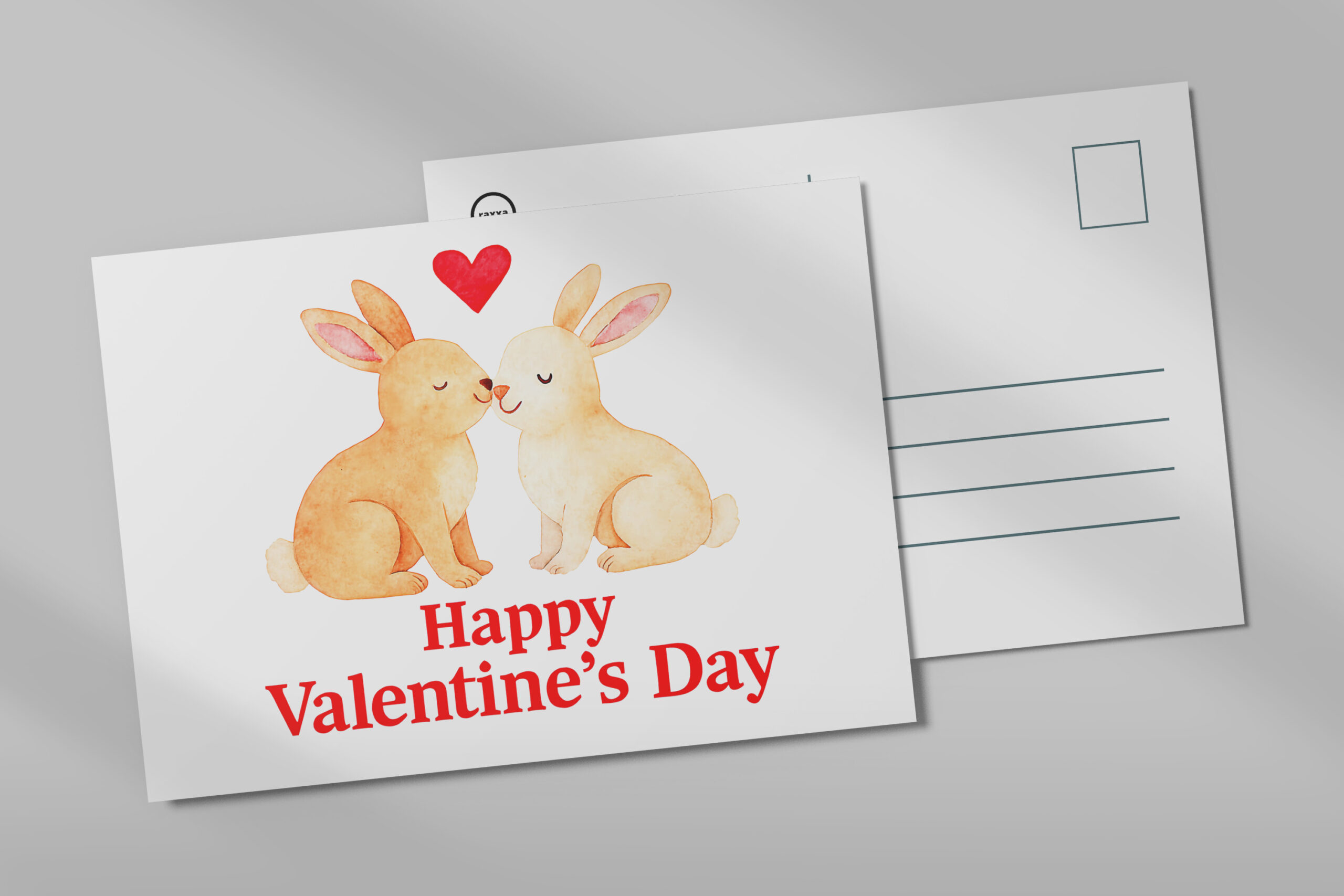 raxxa Postkarte: Two Rabbits with Heart – Valentine’s Day Illustration