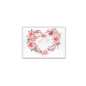 raxxa Glas-Magnet: Heart-Shaped Rose Wreath Romantic Valentine’s Day Illustration