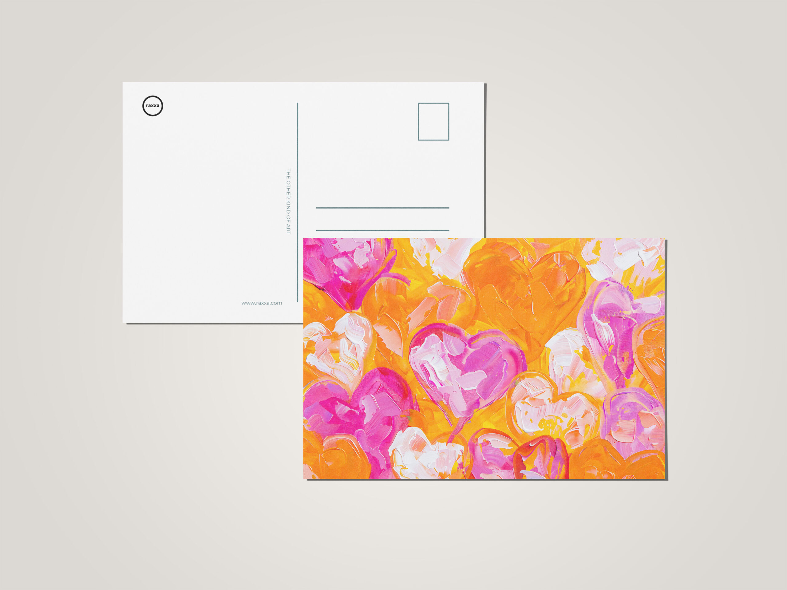 raxxa Postkarte: Painted Hearts Vibrant Abstract Valentine’s Day Background