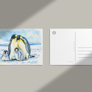 raxxa Postkarte: Emperor Penguins with Chicks on Ice