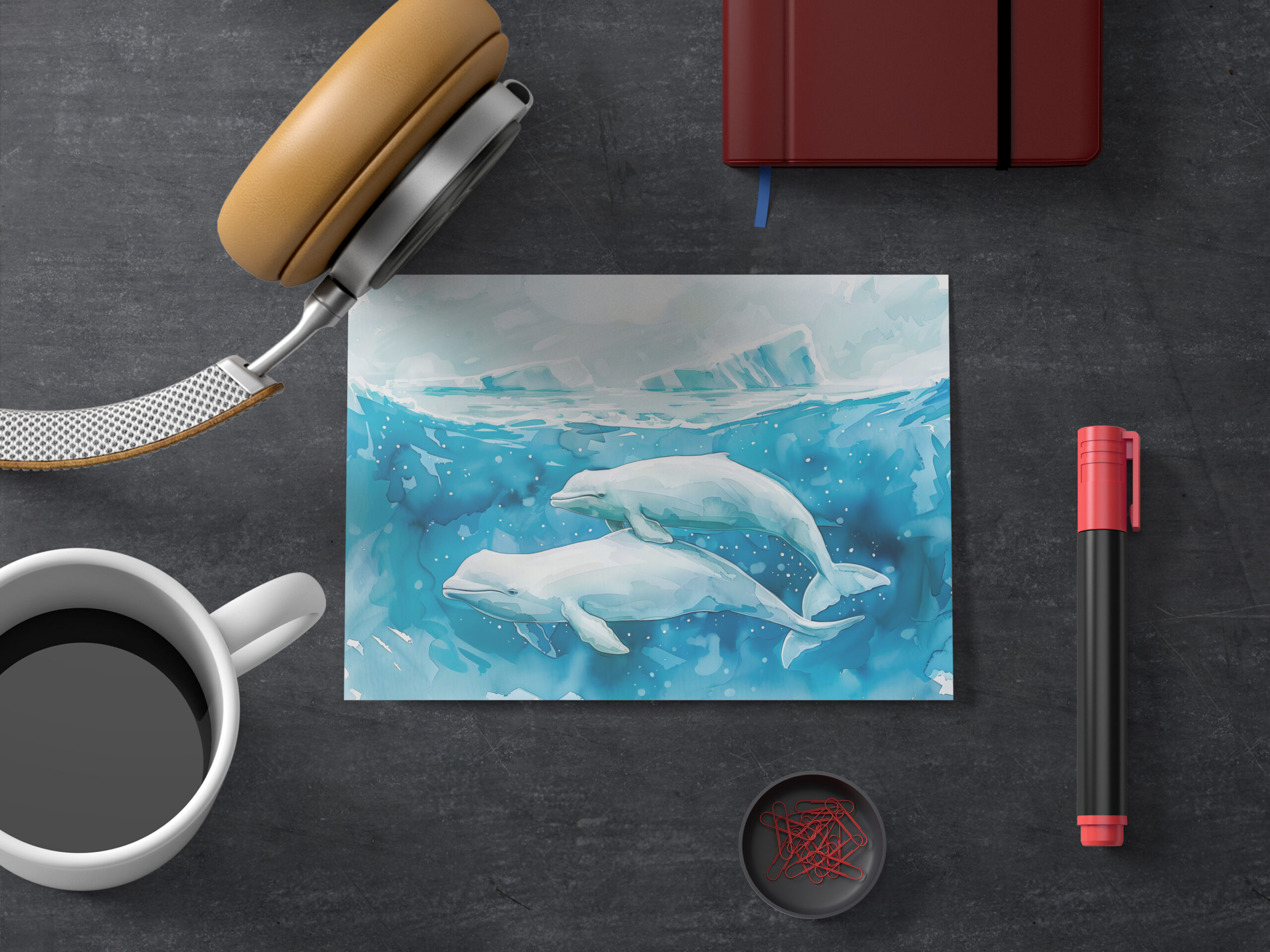 raxxa Postkarte: Beluga Whales in Icy Underwater Scene