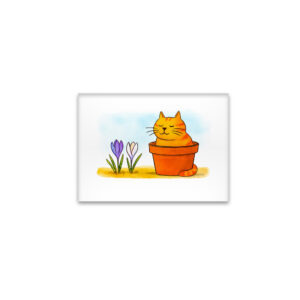 raxxa Glas-Magnet: Cute Cartoon Cat Sitting in Spring Flowers