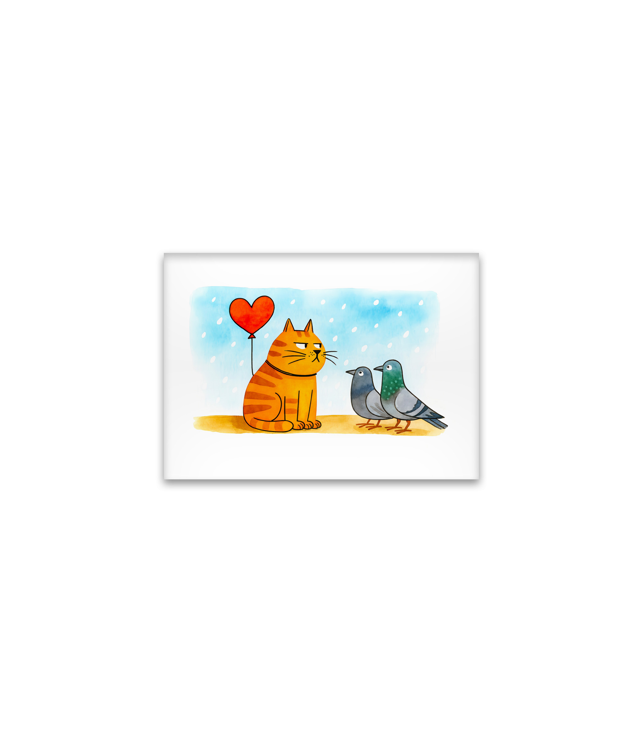 raxxa Glas-Magnet: Cute Cartoon Cat Holding Heart Balloon Illustration