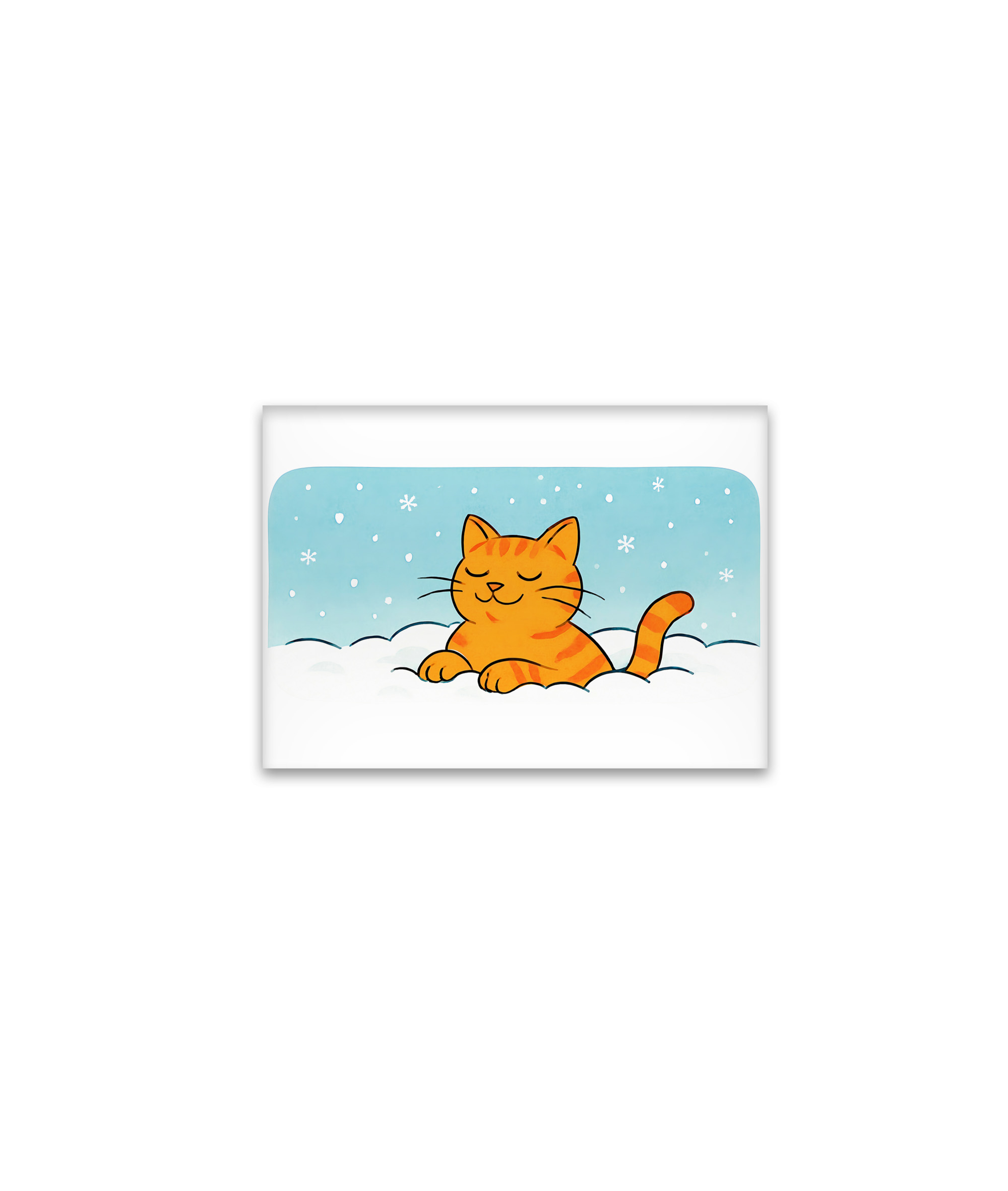 raxxa Glas-Magnet: Cute Cartoon Cat Resting in Winter Snow