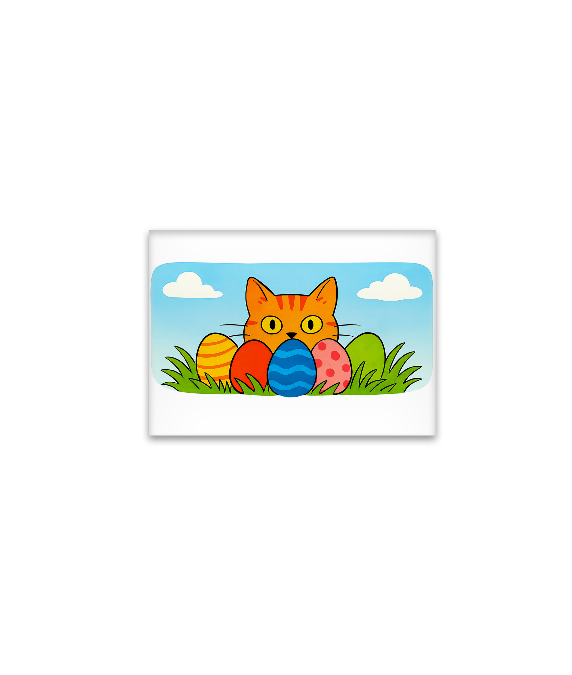 raxxa Glas-Magnet: Playful Cartoon Cat Hiding Behind Easter Eggs