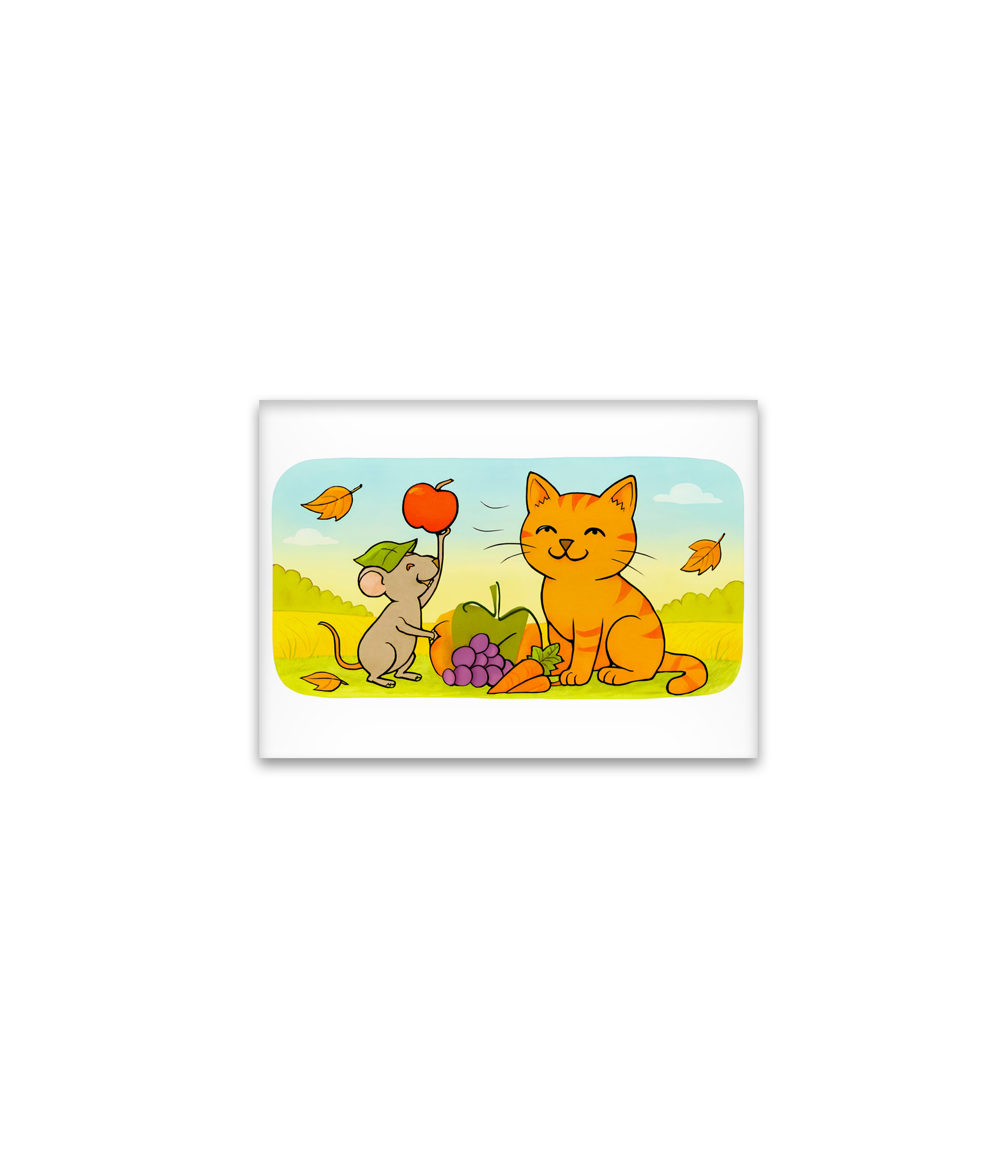 raxxa Glas-Magnet: Cute Cartoon Cat With Mouse and Heart Balloon