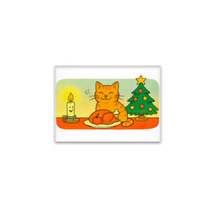 raxxa Glas-Magnet: Cute Cartoon Cat Sitting by Christmas Candle