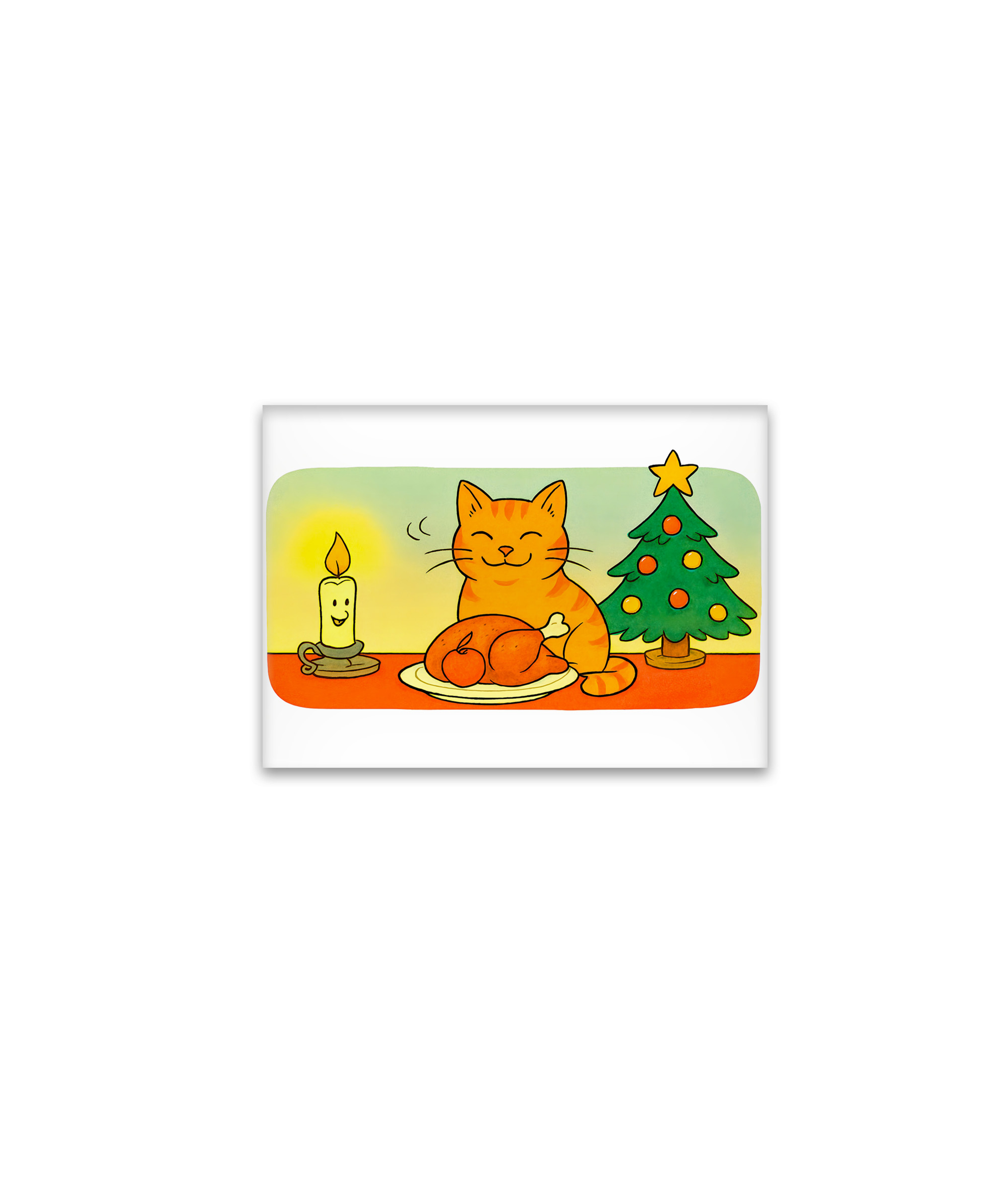 raxxa Glas-Magnet: Cute Cartoon Cat Sitting by Christmas Candle