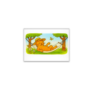 raxxa Glas-Magnet: Cute Cartoon Cat Relaxing in Garden Hammock