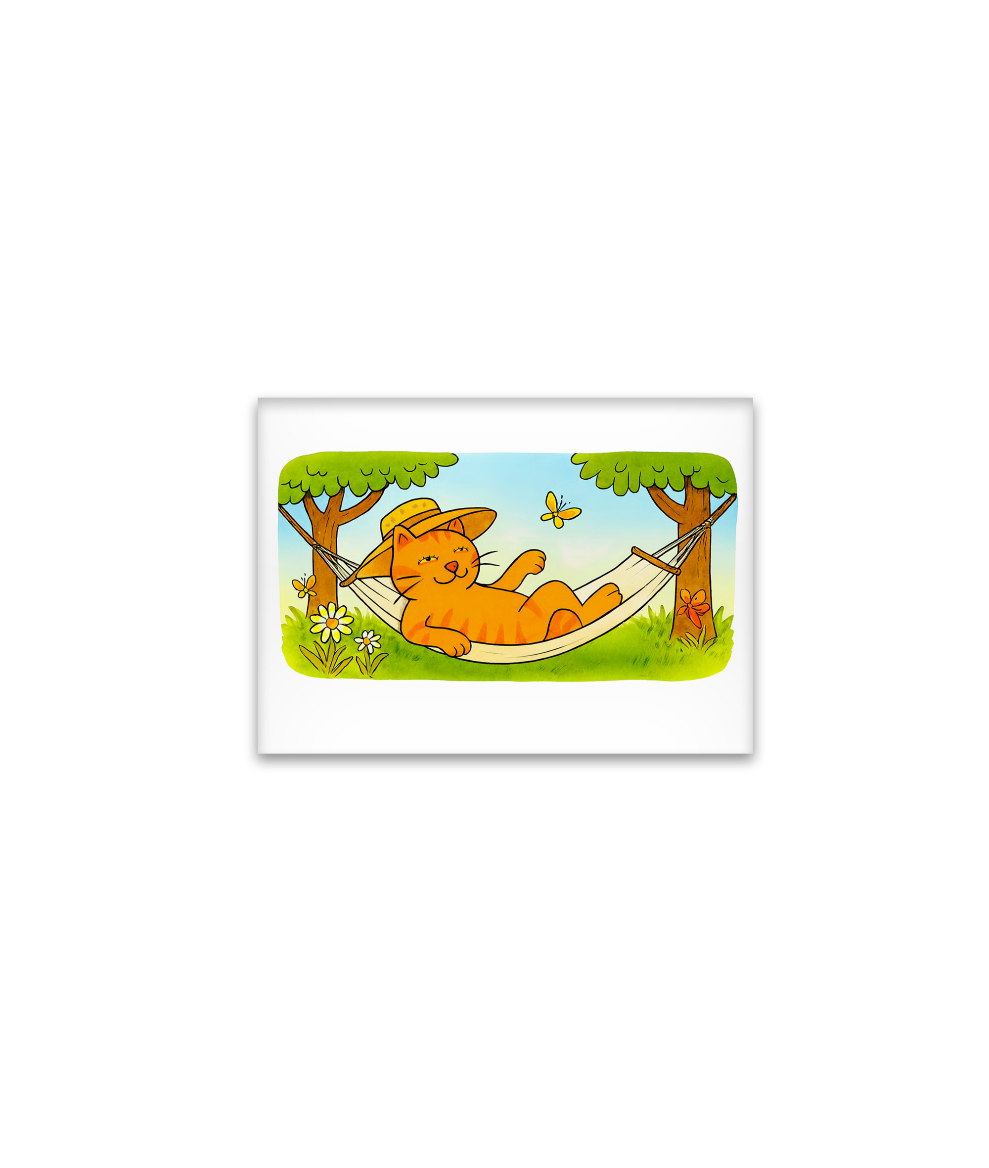 raxxa Glas-Magnet: Cute Cartoon Cat Relaxing in Garden Hammock