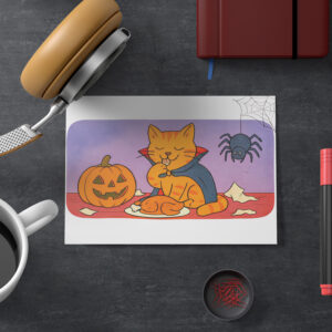 raxxa Postkarte: Cute Cartoon Cat Dressed as Little Vampire