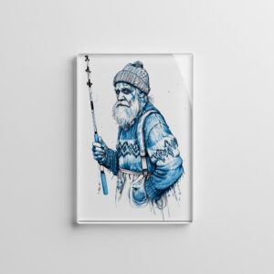 raxxa Glas-Magnet: Elderly Sailor Standing Calm Holding Fishing Rod