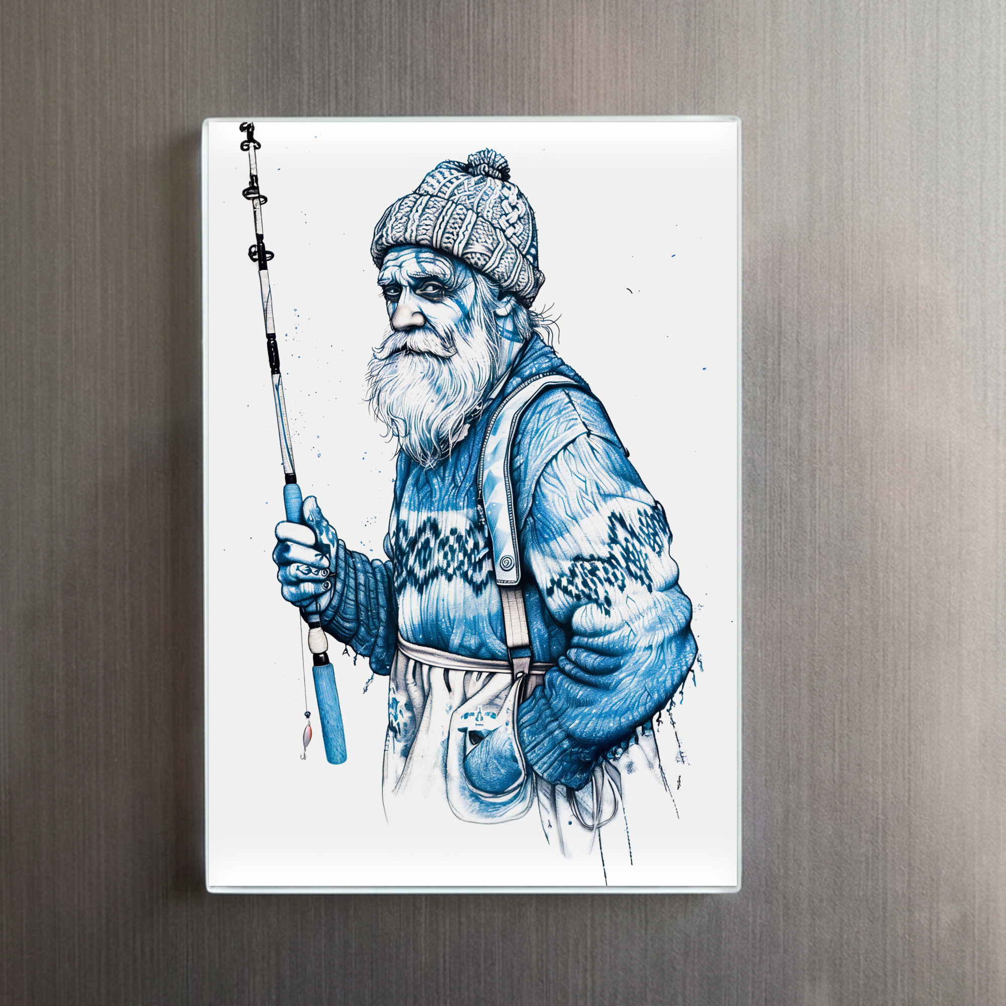 raxxa Glas-Magnet: Elderly Sailor Standing Calm Holding Fishing Rod - immagine 2