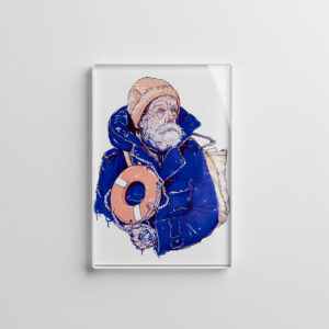 raxxa Glas-Magnet: Sailor Holding Lifebuoy Wearing Orange Knit Cap