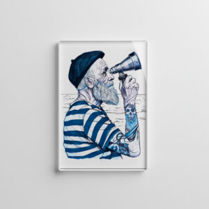 raxxa Glas-Magnet: Sailor Looking Through Telescope Toward Distant Horizon