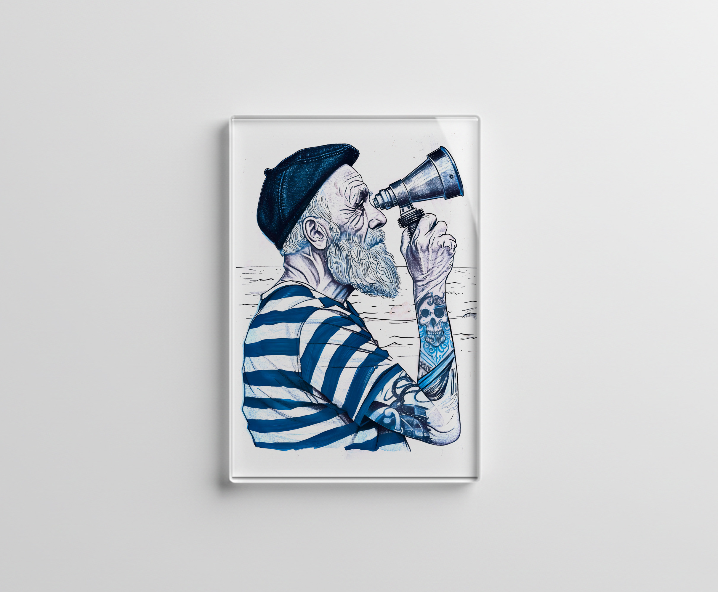 raxxa Glas-Magnet: Sailor Looking Through Telescope Toward Distant Horizon