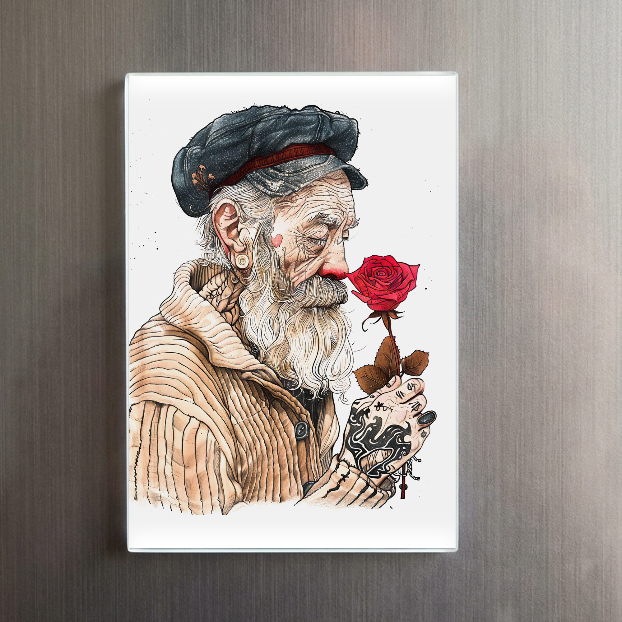raxxa Glas-Magnet: Sailor Holding Red Rose In Romantic Gesture - Image 2