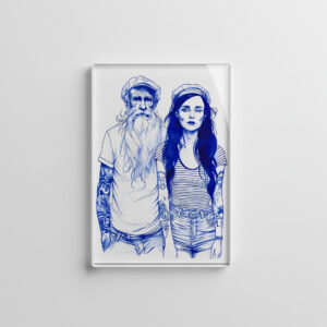 raxxa Glas-Magnet: Sailor Standing Beside Tattooed Woman In Portrait