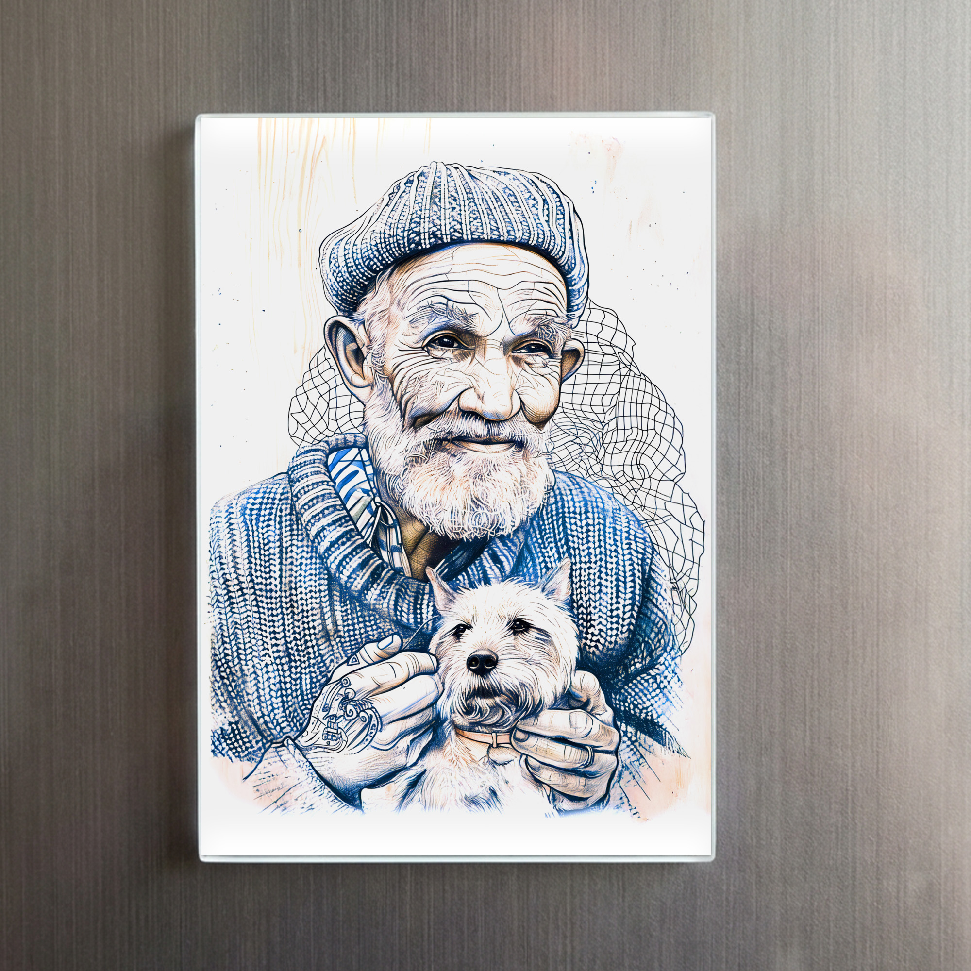raxxa Glas-Magnet: Sailor Holding Small Westie Dog In Arms – Bild 2